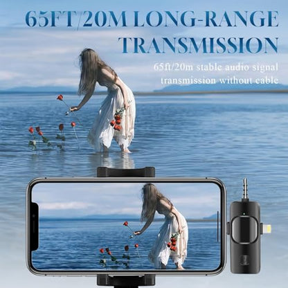 3 in 1 Wireless Lavalier Microphone for iPhone, iPad, Android, Camera,12-Hour Battery, mini Noise Reduction Recording Mic 2.4G Ultra-Low Delay, Microphone for Vlog/ TikTok/YouTube Live Stream( 1 Mic) - size: 1 MIC