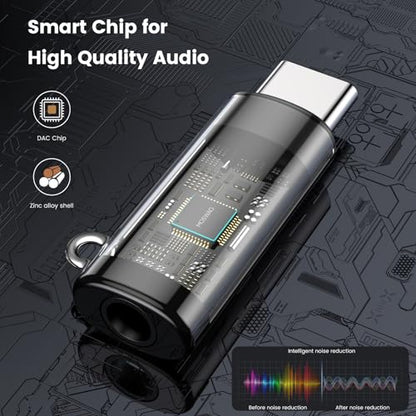 MOSWAG USB C to 3.5mm Headphone Adapter, Typc C to 3.5mm Aux Headphone Adapter, USB C to Aux Audio Zinc Alloy Adapter for Samsung GalaxyS23 S22 S21 Ultra, Pixel 7/6 iPad Pro/Air/Mini | Hi-Fi Audio Converter and Microphone in Zinc Alloy High Resolution Com