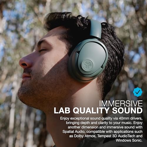 JLab JBuds Lux ANC Over Ear Headphones Bundle with JBuds Mini True Wireless Earbuds, Active Noise Cancelling, Bluetooth multipoint, Sage