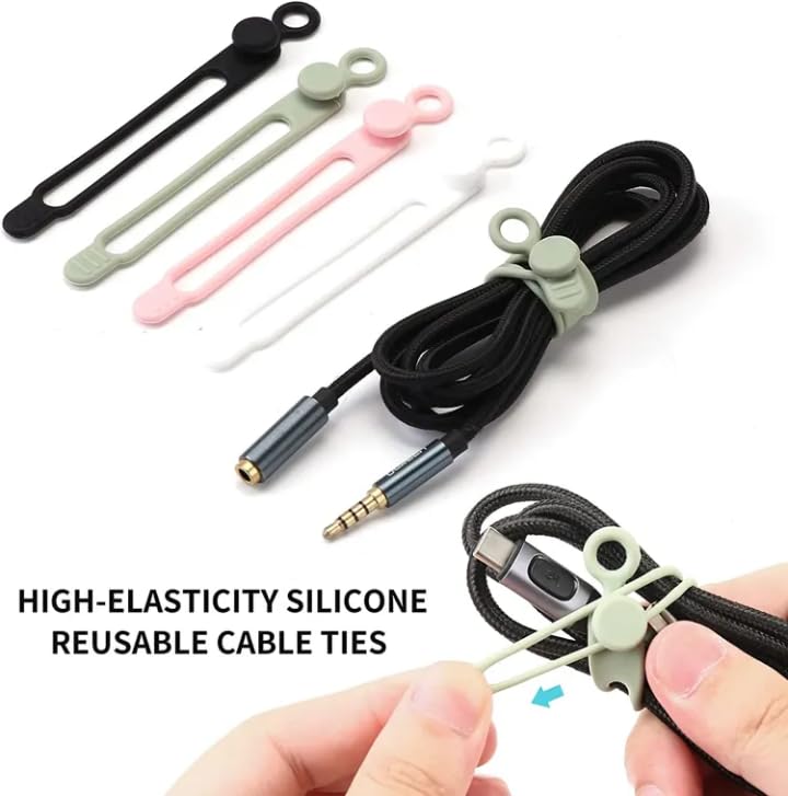 Smart Cable Management Clips – Durable Silicone Wire Organizer with Heavy-Duty Adhesive Grip – Keeps Charging Cables, USB Cords & Earphones Neatly Organized for Home, Office, Desk & Car