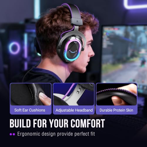 FIFINE Wired Gaming Headsets: 7.1 Surround Sound - Vibrant Customizable RGB - Game/Chat Balance, USB Gamer Headphones with Noise Canceling Microphone for PC, PS5/PS4, Laptop, Mac - AmpliGame H13BP | Large 50mm drivers, Crisp 7.1 Surround, Ergonomic Earpad