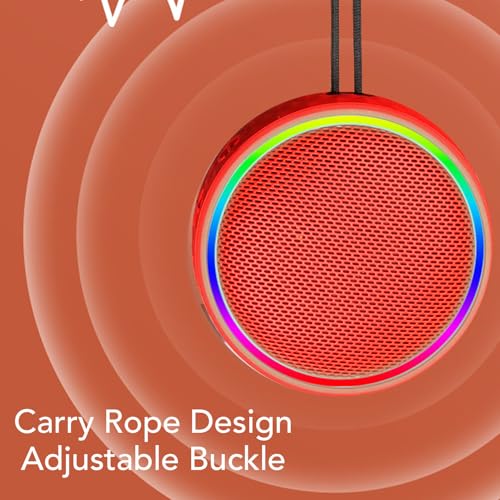 Diyeeni Bluetooth Shower Speaker, IPX6 Water Proof Portable Bluetooth 5.3 Speakers with Suction Cup, Mini Wireless Speaker with RGB Lights, Loud Stereo Sound for Bathroom (Red) - color: Red