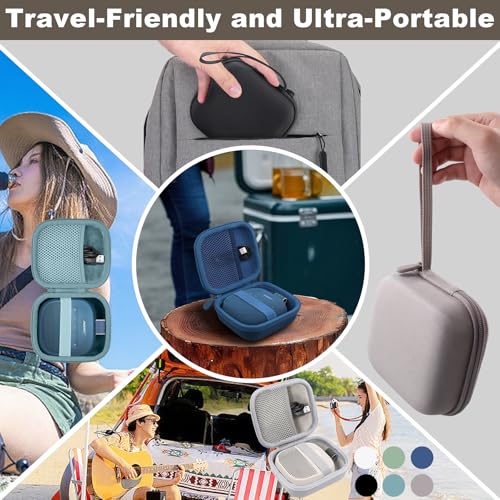 for Bose New SoundLink Micro 2nd Gen Speaker Protective Case, Sand | EVA Hard Shell, Soft Velvet Lining, Durable Wrist Strap, Portable Travel Bag with Carabiner, Mesh Accessory Pocket - color: Sand Case