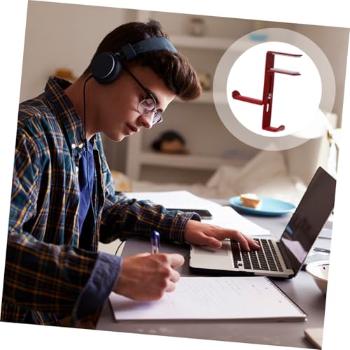 POPETPOP Headphone Hanger Bracket Hanger Holder Earphones Hook Headphones Headphone Stand Clamp Headphone Mount Stand Headset Hanger Mount Headphone Supporting Bar Headset Stand Alloy Red - color: Red