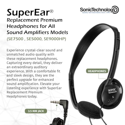 SuperEar Replacement Headphones - Hearing Amplifier, Lightweight & Portable