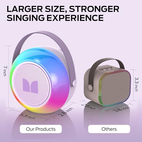 Monster Mini Karaoke Machine for Kids Adults, Portable Bluetooth Speakers with 2 Wireless Microphones and Lights, Christmas Birthday Gifts Toys for Girls Boys 4, 5, 6, 7, 8, 9, 10, 12+ Toddler