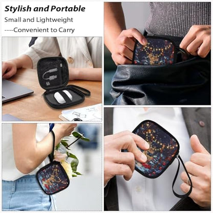 Cherry Earphone Carrying Case Cell Phone Accessories Storage Bag with Zipper Handle for Earphone Flash Drive Charging Cable Key Wall Charger - color: Christmas Deer