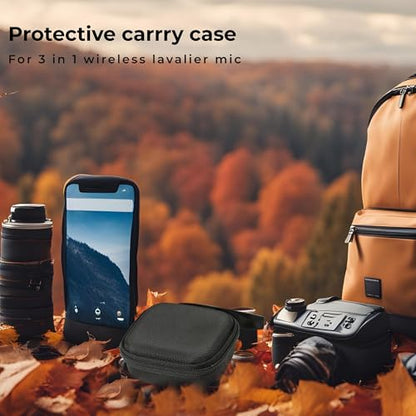 Portabe Wireless Microphone Case Lav Mic Bag Audio Gear Travel Case for PQRQP 3 in 1 Wireless Lavalier Microphones Lapel Mics Plug-Play Clip on Lapel Mic wireless lavalier microphone systems