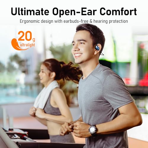Audiovance OpenComfy CF202 Bluetooth Headphones for Running, Wireless Open Ear Headphones for Sports Gym Workout, Ultra Comfort, Superior Sound, Secure Fit, Ambient Awareness. Black & Blue