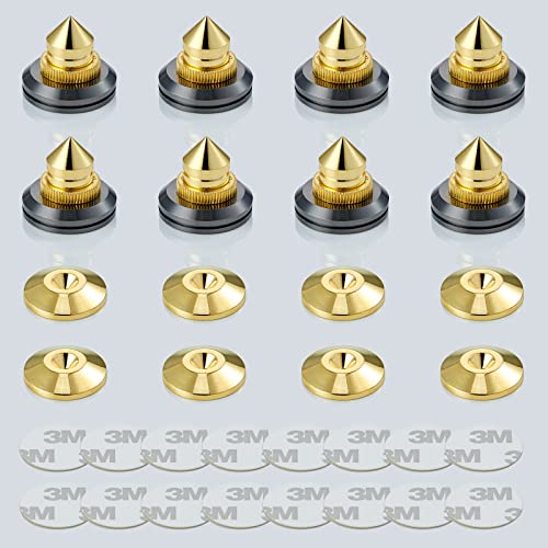 Speaker Spikes Adjustable Floor Protectors 8pcs with Adhesive, Gold - color: Gold