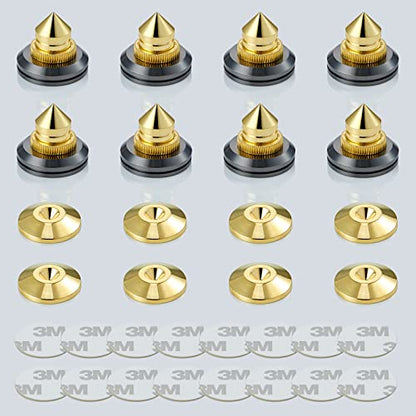 Speaker Spikes Adjustable Floor Protectors 8pcs with Adhesive, Gold - color: Gold