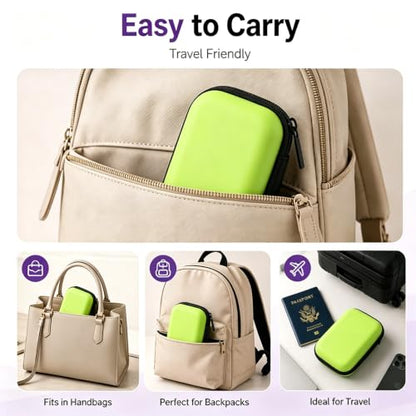 Headphone Case Hard Edge Zipper Bag Compact Portable Headset Storage Bag for Wireless,Headphones Earbuds Cables Charging Cable Travel Waterproof Commuting Home - color: Green