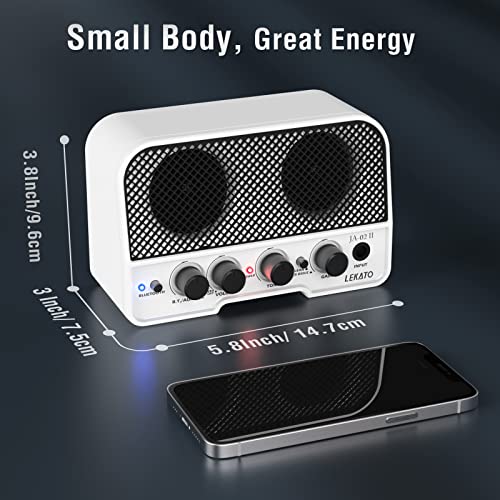 LEKATO Mini Guitar Amp Rechargeable Electric Guitar Amplifer 5W, Clean/Overdrive Channels,Portable Small Amp for Guitarist Practice,White - color: White