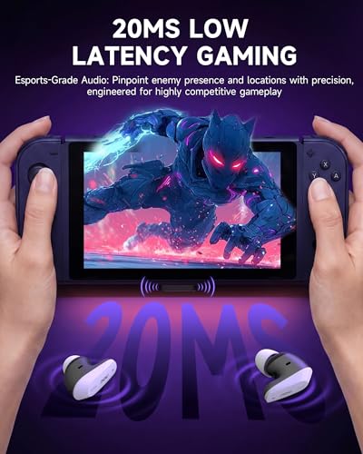 AOC ACT3512 Wireless Gaming Earbuds for PS5 PC Switch, 2.4GHz USB-C Dongle & Bluetooth 5.3 Headphones, 20ms Ultra-Low Latency, Noise Cancelling Mic, 32H Playtime in-Ear Gaming Headset | 20ms Ultra-Low Latency, Bluetooth 5.3 Headphones, Noise Cancelling Mi