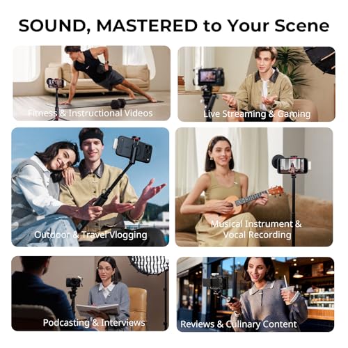 SmallRig Wireless Mic S70 (2 TX + 2 RX + Charging Case) - White | Invisible Microphone, USB-C and 3.5mm RX, Noise Cancelling for Vlog/ TikTok/ Interview etc. - color: White, style: 2 TX + 2 RX