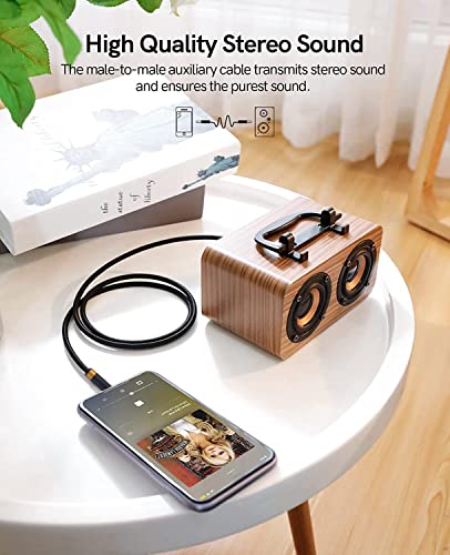 Aux Cord, Audiophile 3.5mm Stereo Audio Cable [1m (3.2Feet), Silvered-Plated Copper core, Right Angle] Unbreakable and Great for Laptop, Tablets, Headphones, Cars and More. - size: 1m (3.2 Feet), style: 3.5mm straight to right angle