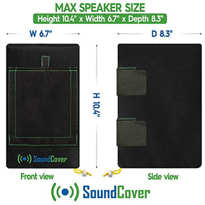 Two Black Waterproof 600D Outdoor Speaker Covers for C-Bracket Mounted Speakers – Fits Yamaha NS-AW150, Polk Audio Atrium 5 (Max Dimensions: H 12.8" x W 7.9" x D 8.9") - size: Compact