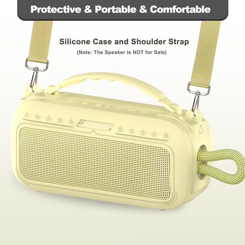 JCHPINE Silicone Cover Case for Bose SoundLink Plus Portable Speaker | Protective Soft Silicone Case with Carrying Handle and Shoulder Strap (Citrus Yellow) - color: Citrus Yellow Case