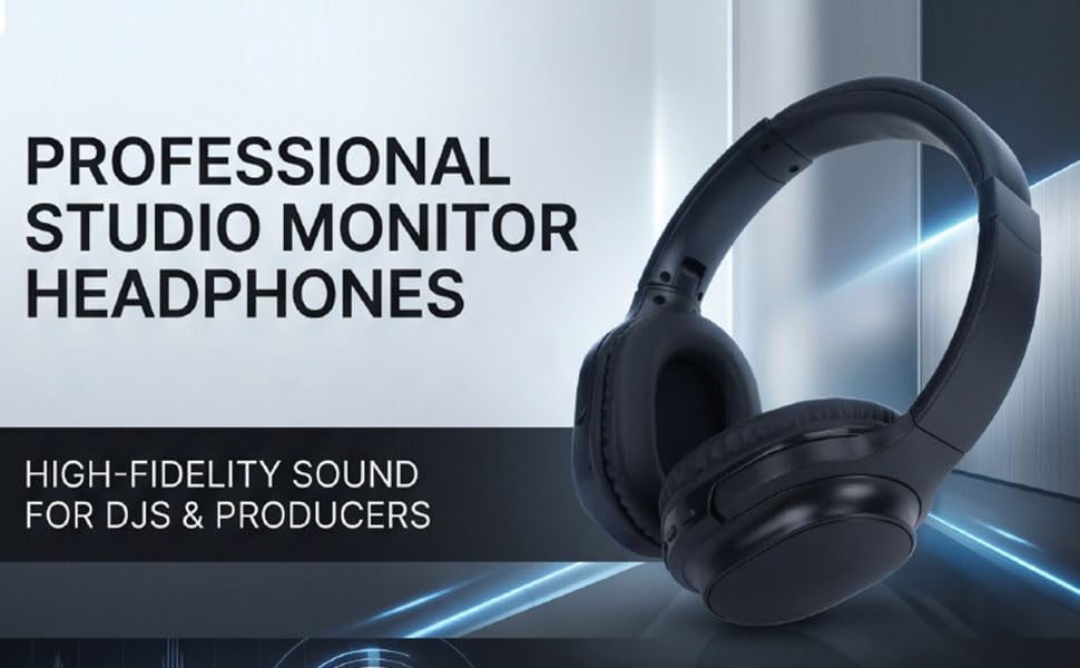 Zopsc Wireless Bluetooth 5.4 Studio Monitor Headphones Over Ear, 40mm Drivers HiFi Stereo, Wired Wireless Headset for Recording Mixing DJ Guitar Amp PC, 6.35mm 3.5mm.