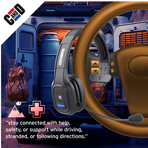 BT5500 Trucker Bluetooth 5.0 Headset Noise Cancelling Microphone | Wireless Headset, Rotatable Mic, Adjustable Headband Multi Device Pairing, Voice Assistant Support, 30-HR Talk, 57-HR Music - color: Black