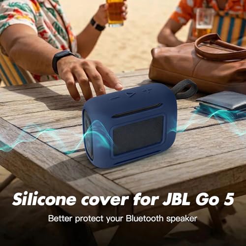 Silicone Cover Case for JBL Go 5 Bluetooth Speaker, Portable Speaker Travel Case Protective Cover Sleeve with Carabiner for JBL Go 5, Dustproof, Shockproof and Scratch-resistant (Navy Blue) - color: Navy Blue