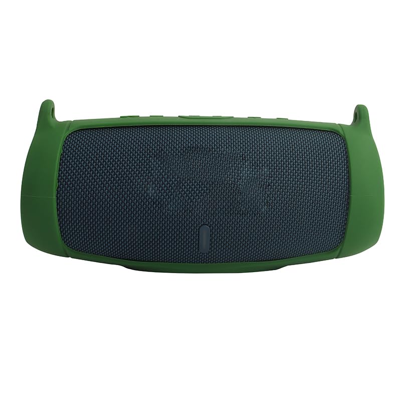 Protective Silicone Case Cover for JBL Charge 5 Bluetooth Speaker Soft Carrying Skin Sleeve with Shoulder Strap & Carabiner,Speaker Accessory (Green) - color: green