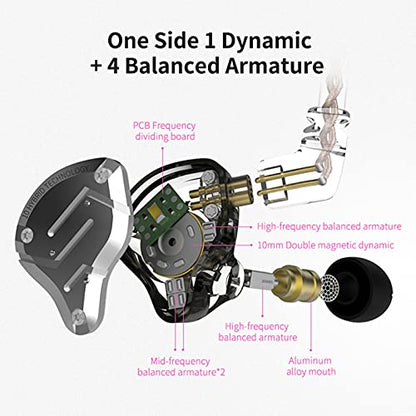 KZ ZS10 Pro 4BA+1DD in Ear Monitor Earphone 5 Driver HiFi Metal Earbuds Headphone Noise Cancelling IEM Earphone - color: ZS10 PRO purple, size: with mic