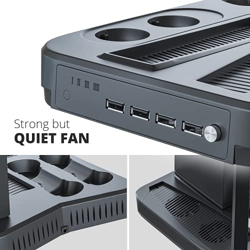 Skywin PSVR Charging Station Display Stand for PlayStation PS5, Black, Cool Headset and Controller Charger Hub with Fan Idea