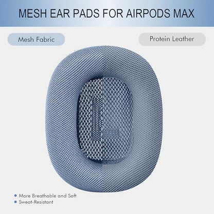 GEVO Upgraded Ear Cushions Replacement Earpads for AirPods Max 1 & 2 Headphones, Mesh Fabric Ear Pads Ear Covers Cups with Memory Foam and Magnet for AirPods Max 1 & 2 (Sky Blue) - color: Sky Blue