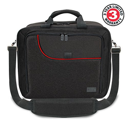 USA Gear Audio Interface Case Fits Zoom PodTrak P4, PodTrak P2, Focusrite Vocaster One, PreSonus Revelator io44 & more Podcast Interfaces - Padded Customizable Interior, Shoulder Strap (Red) - color: Red