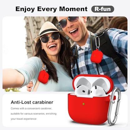 for AirPods 4 Case with Cleaner Kit,Full Protective Soft Skin Silicone Cover with Keychain for AirPods 4 Gen Case for Men Women,Compatible with Apple AirPods 4th Genaration Case 2024,Red - color: C Red