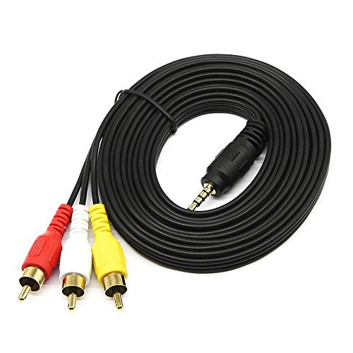 3.5 mm to RCA AV Camcorder Video Cable,3.5mm Male to 3RCA Male Plug Stereo Audio Video AUX Cable Smartphones,MP3, Tablets,Speakers,Home Theater - 3.5mm Straight 2.5m - size: 3.5mm Straight 2.5m