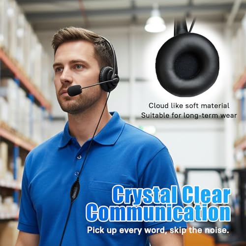 Two Way Radio Small Earmuff One-sided Headband Headphone Walkie Talkie Ear Piece Earpiece Over-ear Headset Boom Mic Microphone for Midland t51x3vp3 x-talker biztalk br200 br180a br200x6bgc gxt lxt