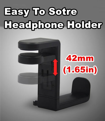 PC Gaming Headset Headphone Hook Holder Hanger Mount, Headphones Stand with Adjustable & Rotating Arm Clamp, Under Desk Design, Universal Fit, Built in Cable Clip Organizer