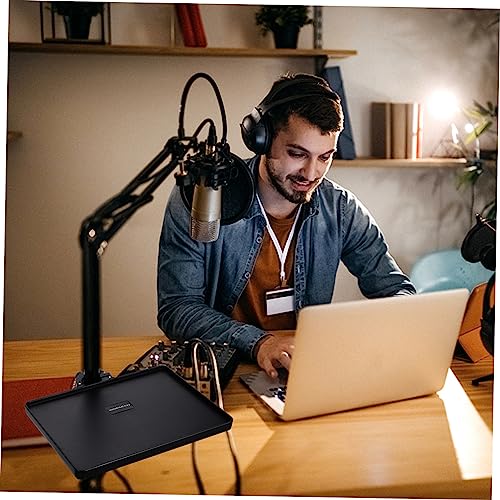Kisangel Mic Stand Accessory Sound Card Rack Clamp-on Tray Microphone Holder Tray Plastic Construction
