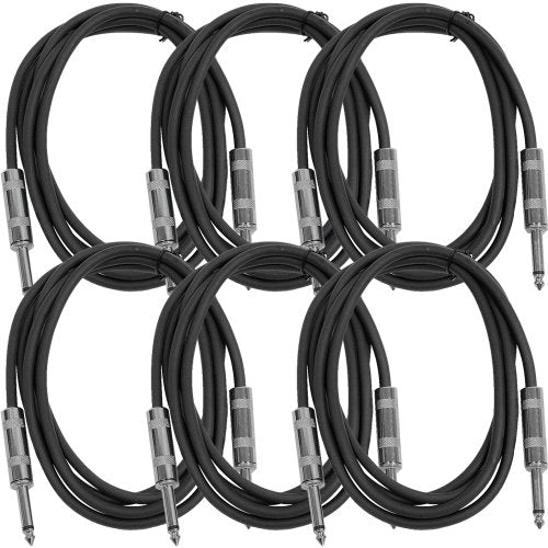 Seismic Audio SASTSX-6Black-6PK 6-Feet TS 1/4-Inch Guitar, Instrument, or Patch Cable, Black - color: Black, size: 6 Foot