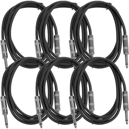 Seismic Audio SASTSX-6Black-6PK 6-Feet TS 1/4-Inch Guitar, Instrument, or Patch Cable, Black - color: Black, size: 6 Foot