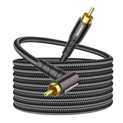 RCA Subwoofer Cable 30ft/10M 90 Degree RCA to RCA Cable Cotton Braided Double Shielded Digital Analogue Supports Amplifiers,Home Theater,Subwoofer (Black) - size: 30ft/10M, style: 90 Degree RCA to RCA