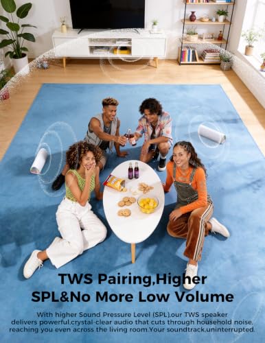 Bluetooth Speaker, 20W HD Sound, Portable Wireless, IPX5 Waterproof, Up to 24H Playtime, TWS Pairing, for Home/Party/Outdoor/Camping/Beach Essentials, Electronic Gadgets, Birthday Gift (White) - color: White