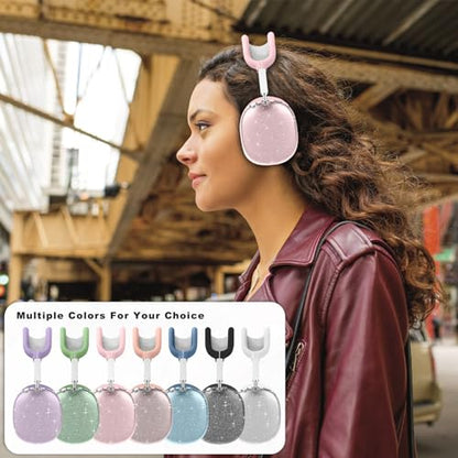 for AirPods Max case Cover,Anti-Scratch Ear Pad Case Cover/Ear Cups Cover/Headband Cover for AirPods Max. Clear Soft TPU and Silicone,Skin Scratch Proof. - color: 3PC-Glitter Baby pink