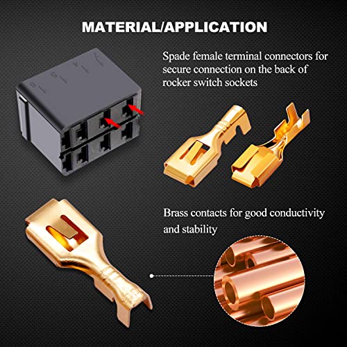 Twidec/200PCS 6.3mm Female Spade Connector Quick Splice Crimp Terminals Non Insulated Wire Connector for Electrical Wiring Relay Car Audio Speaker N-005-6.3MM-FH - size: 6.3mm Female A