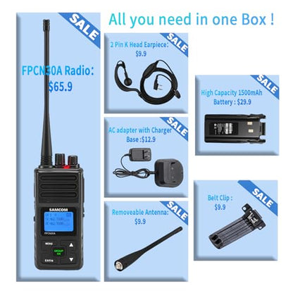 SAMCOM Upgraded Frequency FPCN30A Walkie Talkies for Adults Long Range | with Earpiece 24-Hour Battery Life,Programmable, 5W High Power, Dual PTT, Group Call, for Business Construction,2Pack