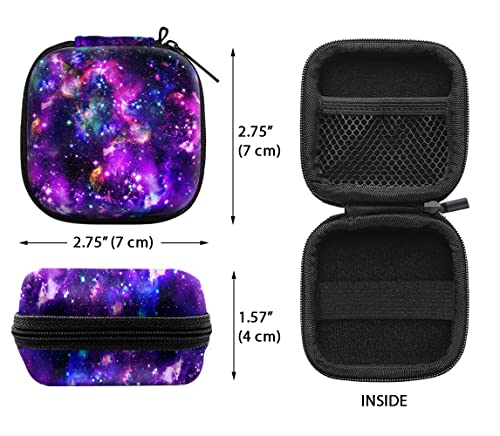 WIRESTER Portable Wireless Headphone Case, Earphone Storage Bag Carrying Case, Earbud Holder with Black Carabiner Compatible with Airpods - Purple Nebula Galaxy - color: Purple Nebula Galaxy