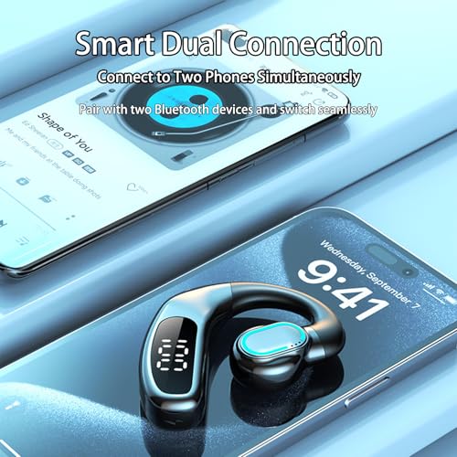 Single Ear Bluetooth Headset, Bluetooth 5.5, DIT Audio, Noise Cancellation, LED Power Display, 360° Sound, Lightweight, F80 Blue. - color: Single Ear Headphone F80 Blue