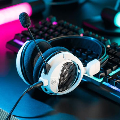 Audio-Technica Consumer ATH-GDL3 Open-Back Over-Ear Gaming Headset with Microphone Bundle with Headphone Accessories (White)