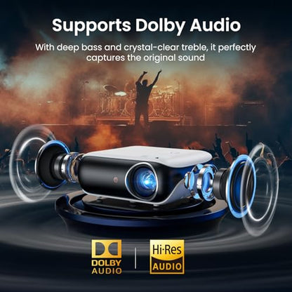 Official Licensed Google TV - HAPPRUN 4K Supported Outdoor Smart Projector | Google TV • 10K+ Apps • 4K Decoding • Dolby & AirPlay • Wi-Fi & Bluetooth • Outdoor Ready • Plug & Play • PS5 Compatible - style: Official Licensed Google TV