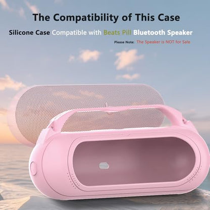 Silicone Cover Case Compatible with Beats Pill 2024 Bluetooth Speaker | Accessories for Beats Pill Speaker Protective Case with Handle, Shockproof and Anti-Scratch Cover (Pink) - color: Pink