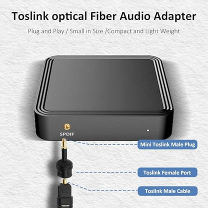 3.5mm Mini Toslink Adapter Digital Fiber Optic Audio Connector | Toslink Female to 3.5mm Mini Male Jack Converter,for Optical Audio Cable Laptop TV Sound Bar Home Theater