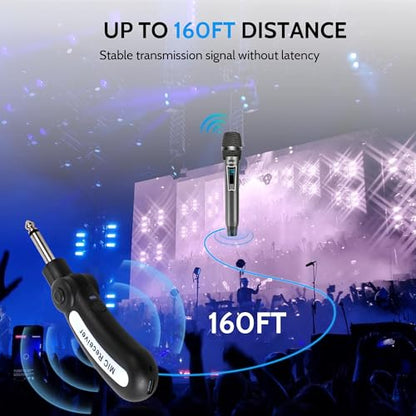 Wireless Karaoke Microphone, No Delay Handheld Microphone System with Rechargeable Receiver, Suitable for Singing, Teaching, Church, Weddings, and DJ Events (Black, 2 Microphone) - size: 2 Microphone