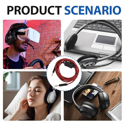 Detachable Gaming Headset Cable Replacement, 3.5mm(1/8") Nylon Braided with Inline Mute Switch Volume Headset Cable Compatible with Astro (Type 3)